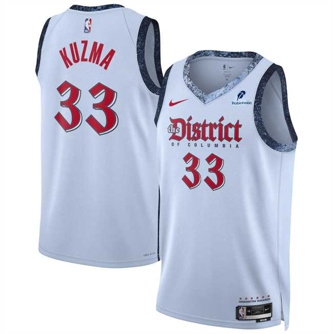 Men%27s Washington Wizards #33 Kyle Kuzma Powder Blue 2024-25 City Edition Stitched Jersey Dzhi